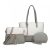 LG2023-MISS LULU 3 PIECE LEATHER LOOK TOTE BAG SET-GREY AND WHITE