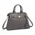 LH1962-MISS LULU PADLOCK CHEVRON LEATHER LOOK SHOULDER BAG-GREY